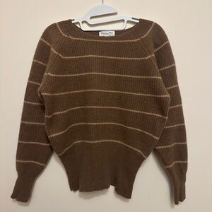 Vintage Christian Dior Brown Striped Angora Lambswool Sweater Elegant Chic Medi